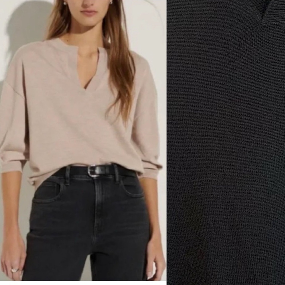 The Reset Black Short Sleeve Wool Pullover Shirt